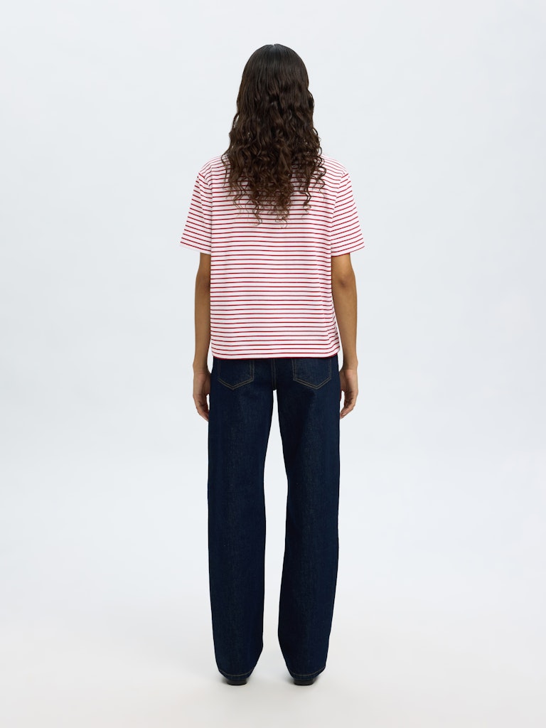 SLFEssential Striped Boxy Tee Equestrian Red