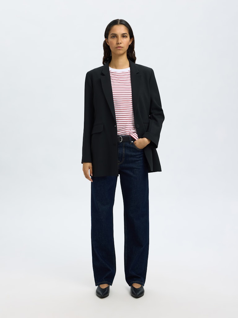 SLFEssential Striped Boxy Tee Equestrian Red