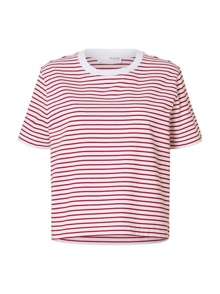SLFEssential Striped Boxy Tee Equestrian Red