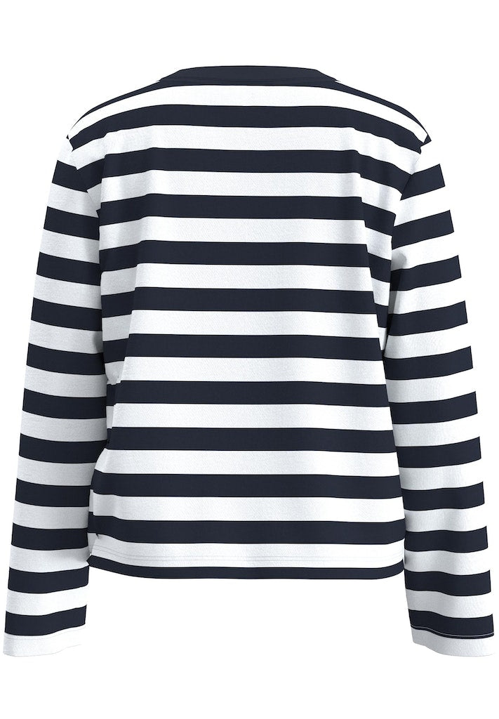 SLFEssential LS Striped Boxy Tee Dark Sapphire