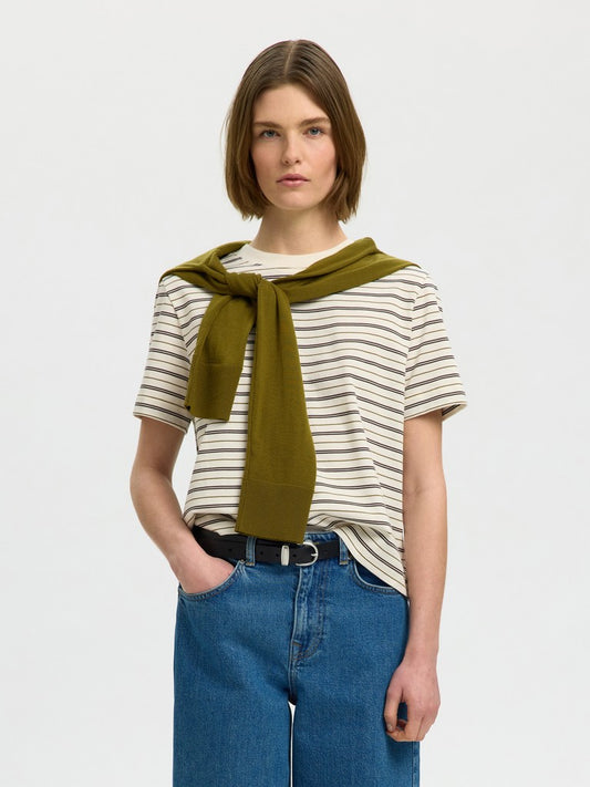 SLFEssential Striped Boxy Tee Delicioso Multi