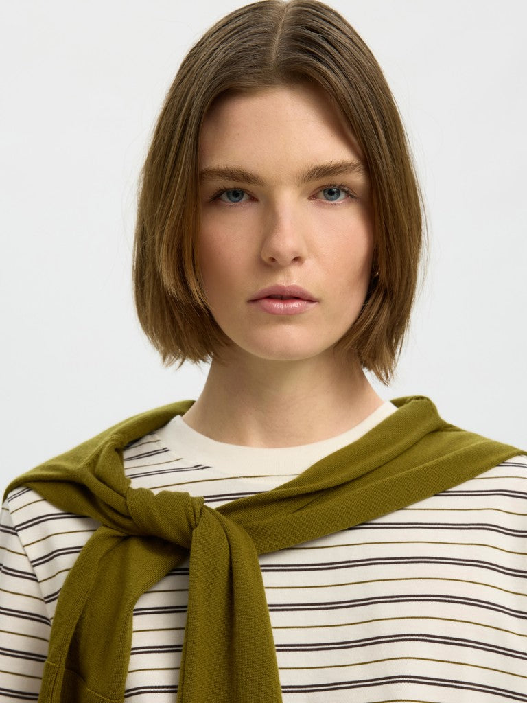 SLFEssential Striped Boxy Tee Delicioso Multi