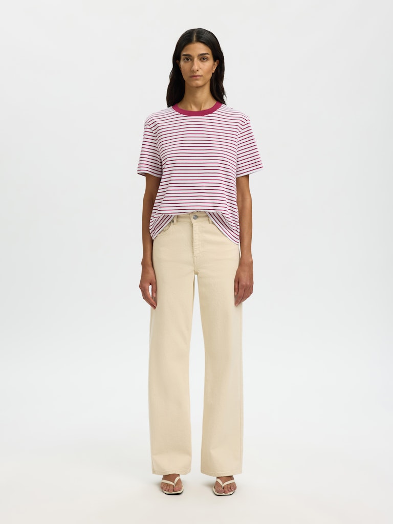 SLFEssential Striped Boxy Tee Anemone
