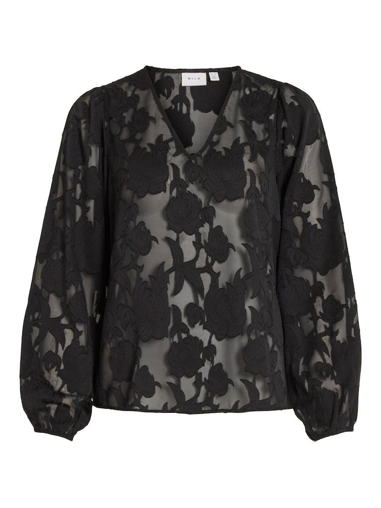VISirid L/S V-Neck Top Black