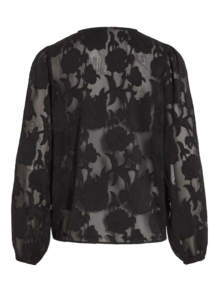 VISirid L/S V-Neck Top Black