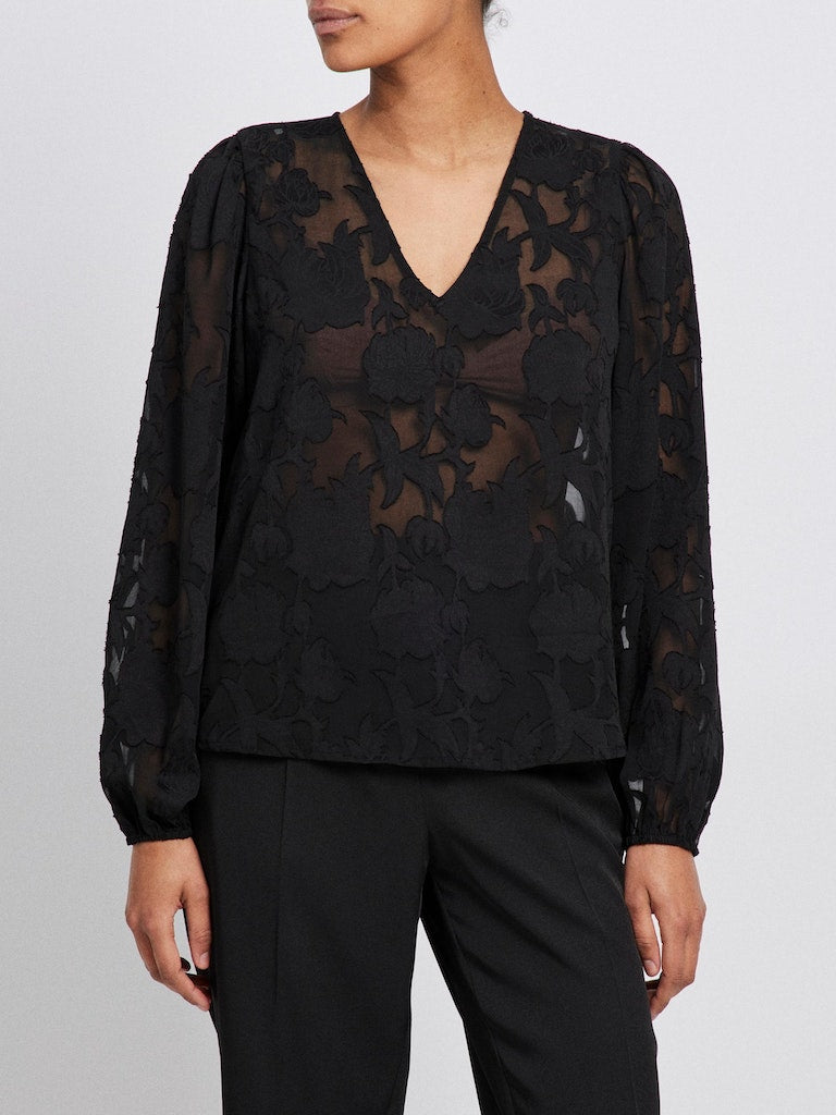 VISirid L/S V-Neck Top Black