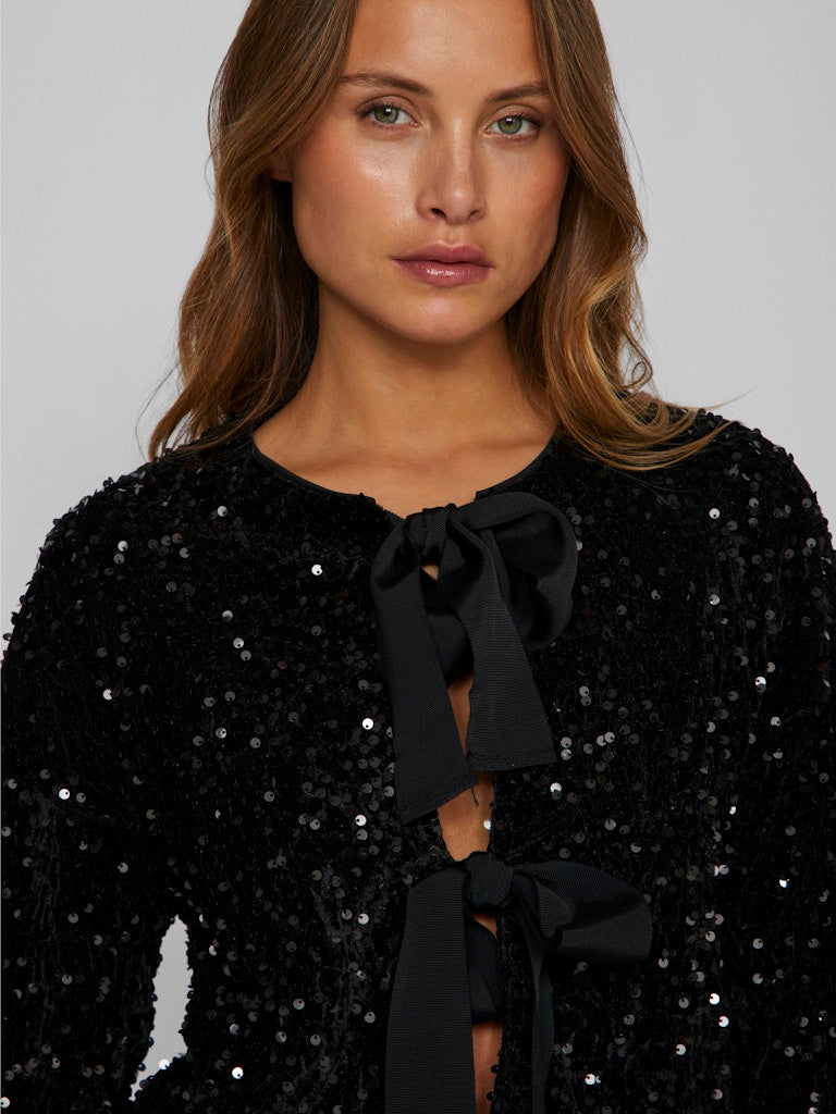 VIAria L/S O-Neck Cardigan Black