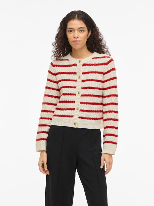 VITrut L/S O-Neck Knit Cardigan Pomperian Red