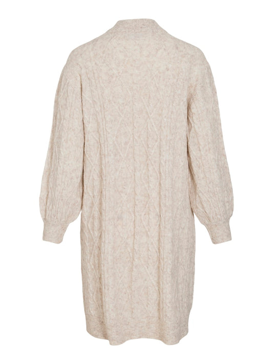 VIFloretta Higneck L/S Cable Knit Dress Natural