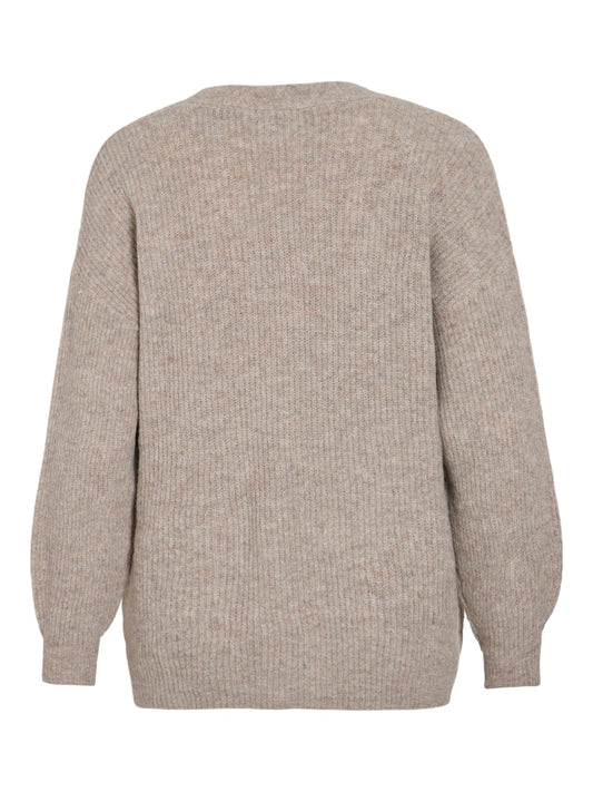 VIMindy L/S Oversize Knit Cardigan Natural