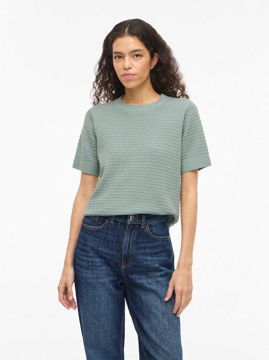 VILollo O-Neck Knit Top Blue Surf