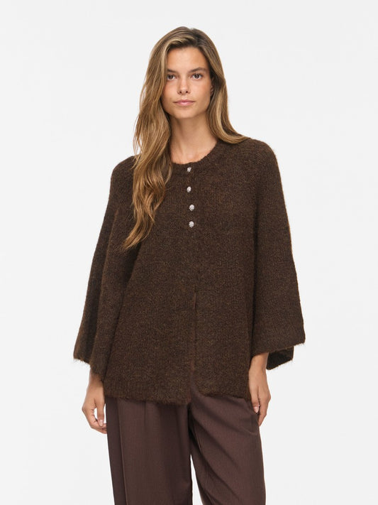 VIBows 3/4 Knit Cardigan Coffee Bean