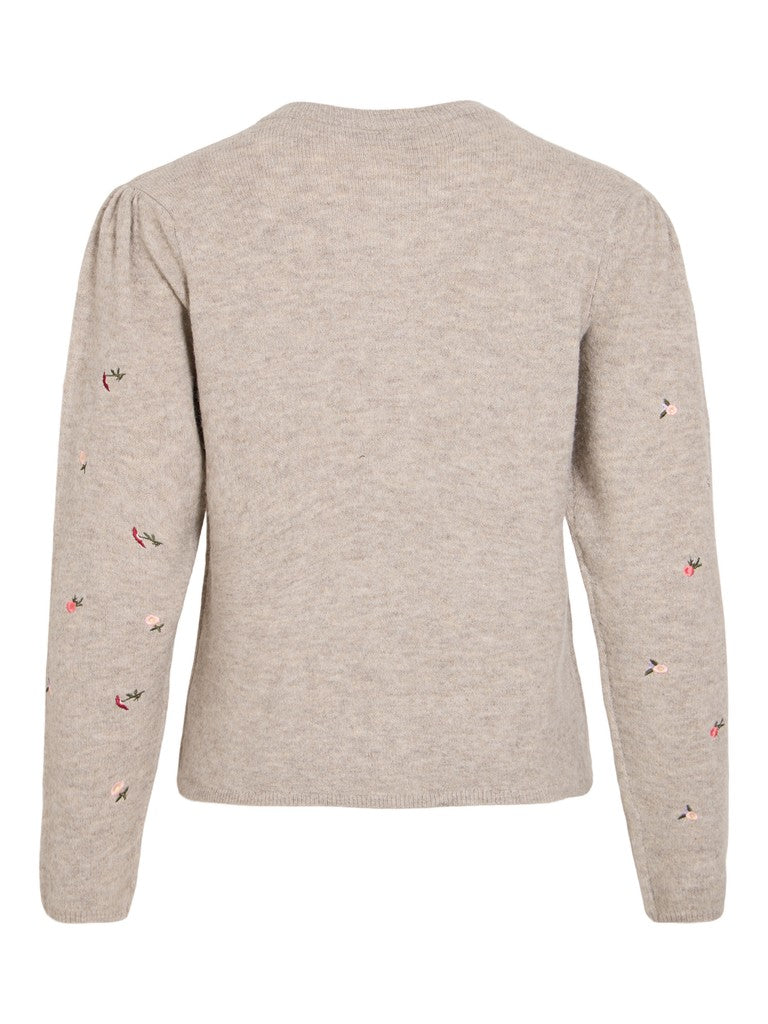 VISenea L/S Embroidery Cardigan Natural