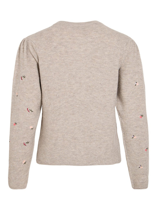 VISenea L/S Embroidery Cardigan Natural