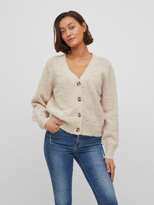 VITuli V-Neck L/S Knit Cardigan Birch