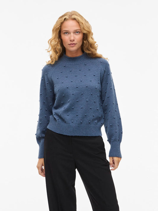 VITuli O-Neck L/S Knit Top Vintage Indigo