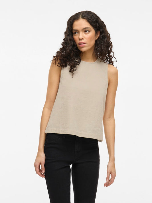 VILania O-Neck Short Top Feather Gray