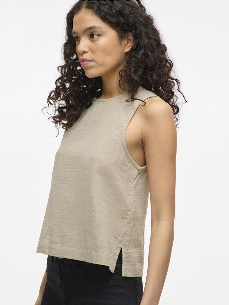 VILania O-Neck Short Top Feather Gray