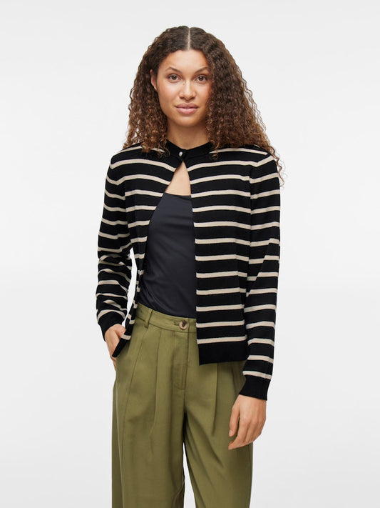 VISebahat L/S Knit Cardigan Black Stripes