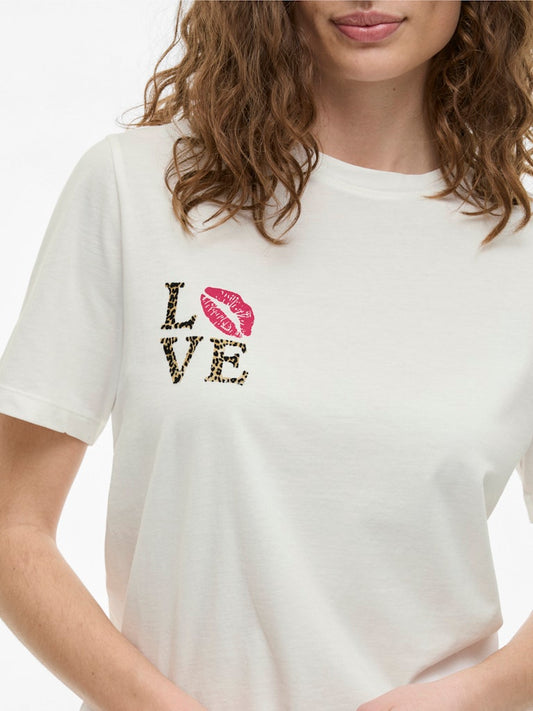 VISybil Leo Kiss S/S T-Shirt Cloud Dancer Love