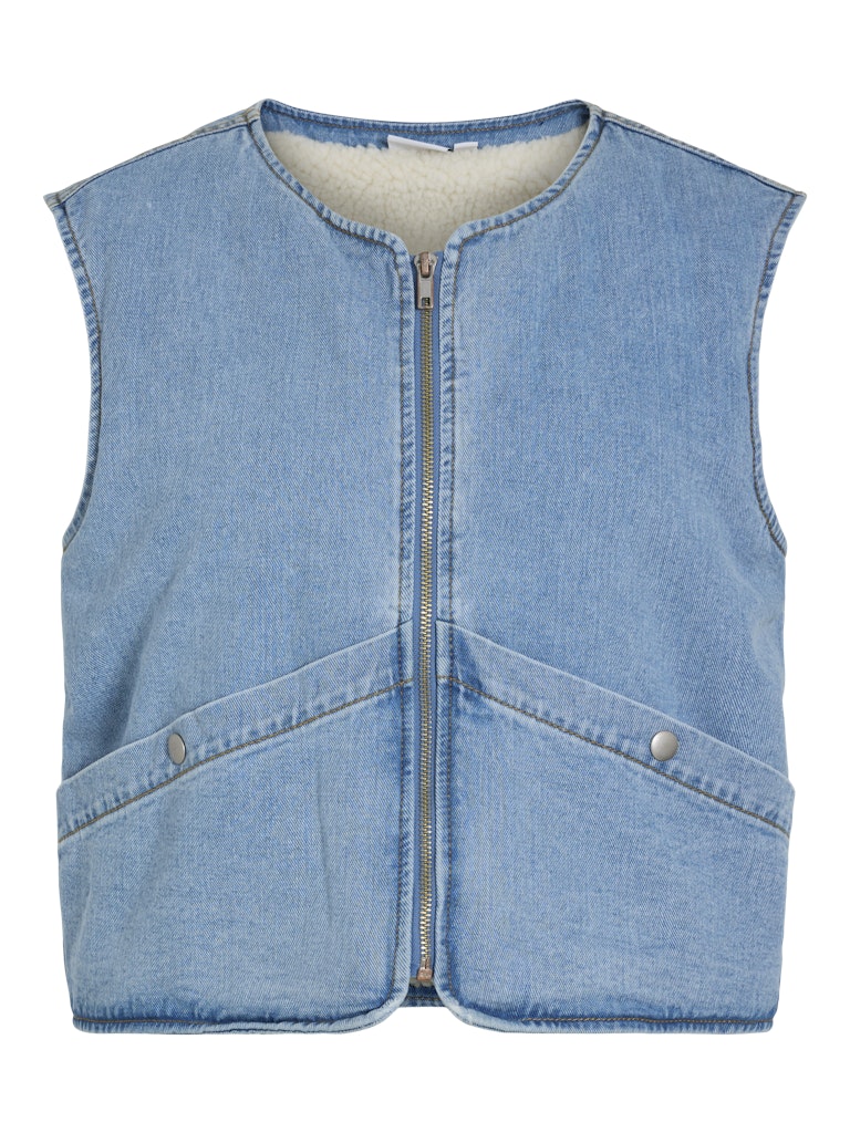 VIAssia SL Short Denim Vest Light Blue