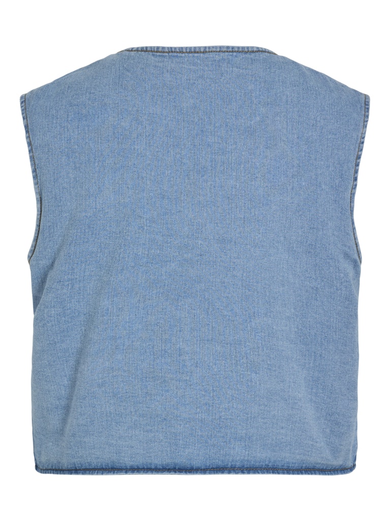 VIAssia SL Short Denim Vest Light Blue