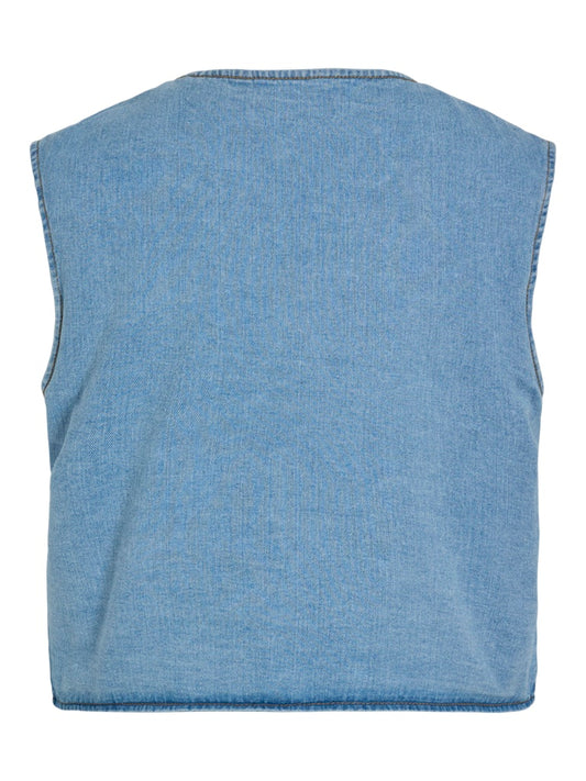 VIAssia SL Short Denim Vest Light Blue