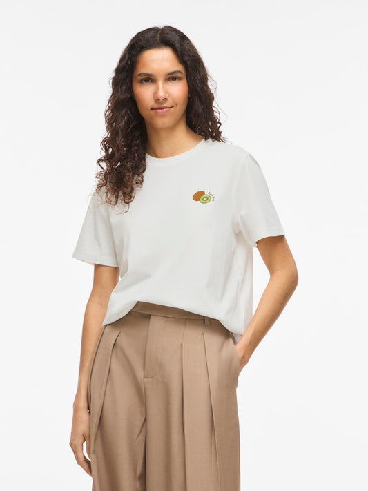 VISybil Berry O-Neck S/S Top Snow White Kiwi