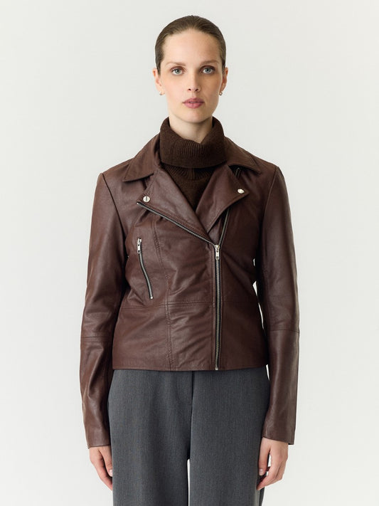 YASSophie Leather Jacket Chicory Coffee
