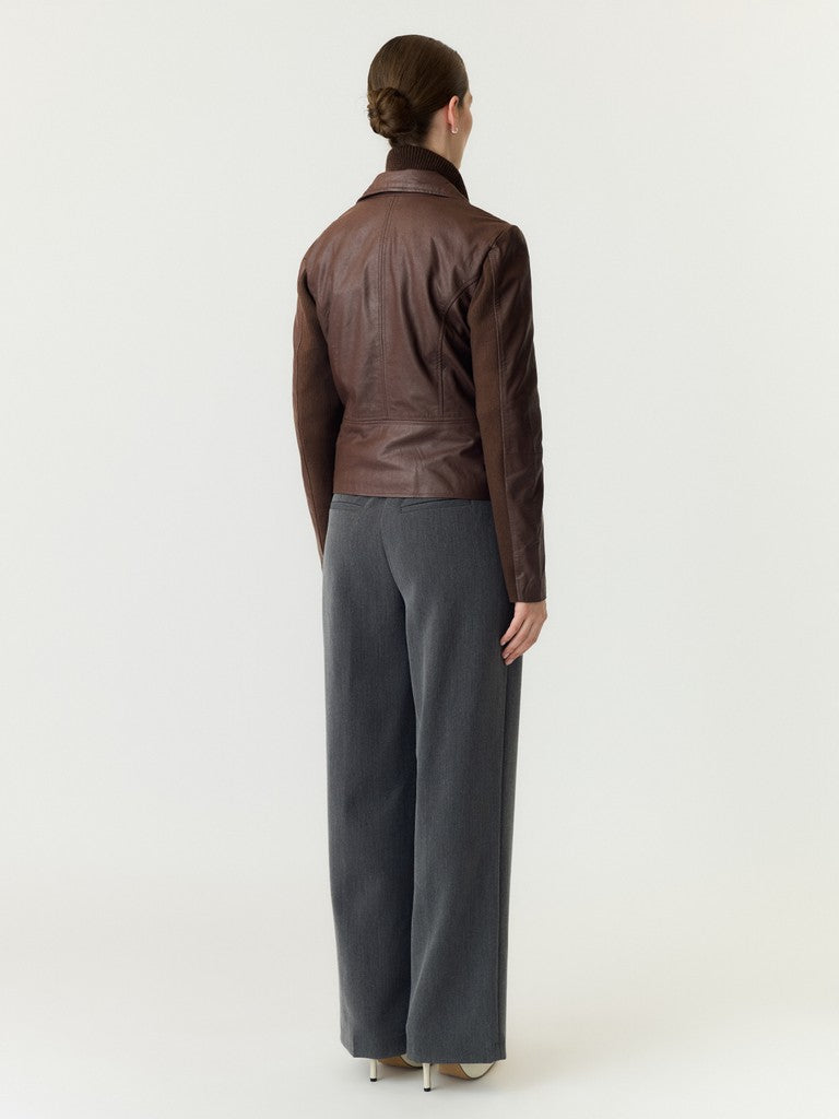 YASSophie Leather Jacket Chicory Coffee