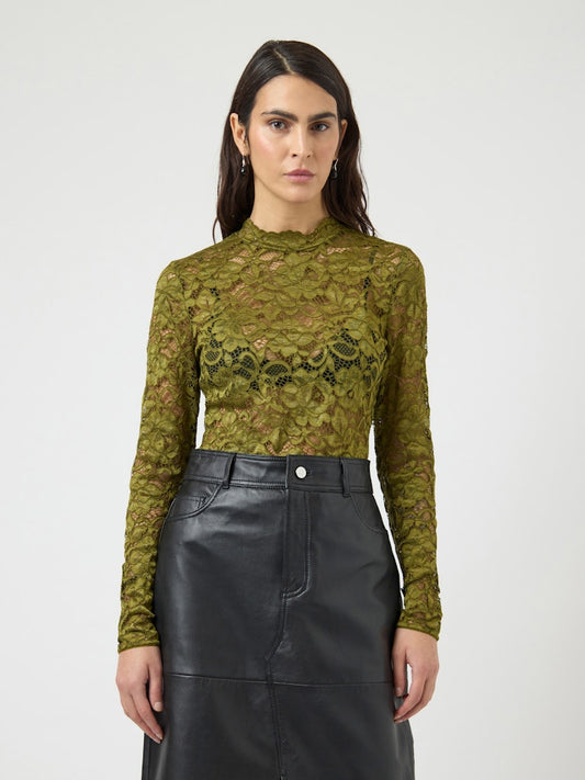 YASLacey LS Lace Top Cardamom Seed