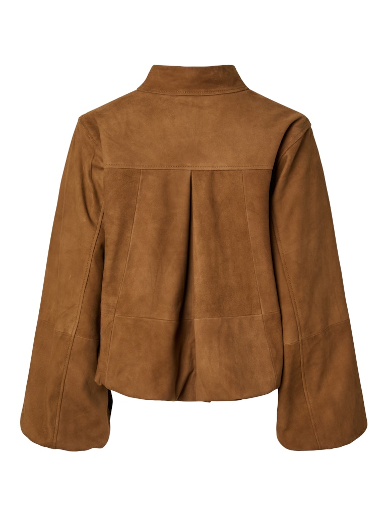 YASIsabel Leather Suede Jacket Bronze Brown