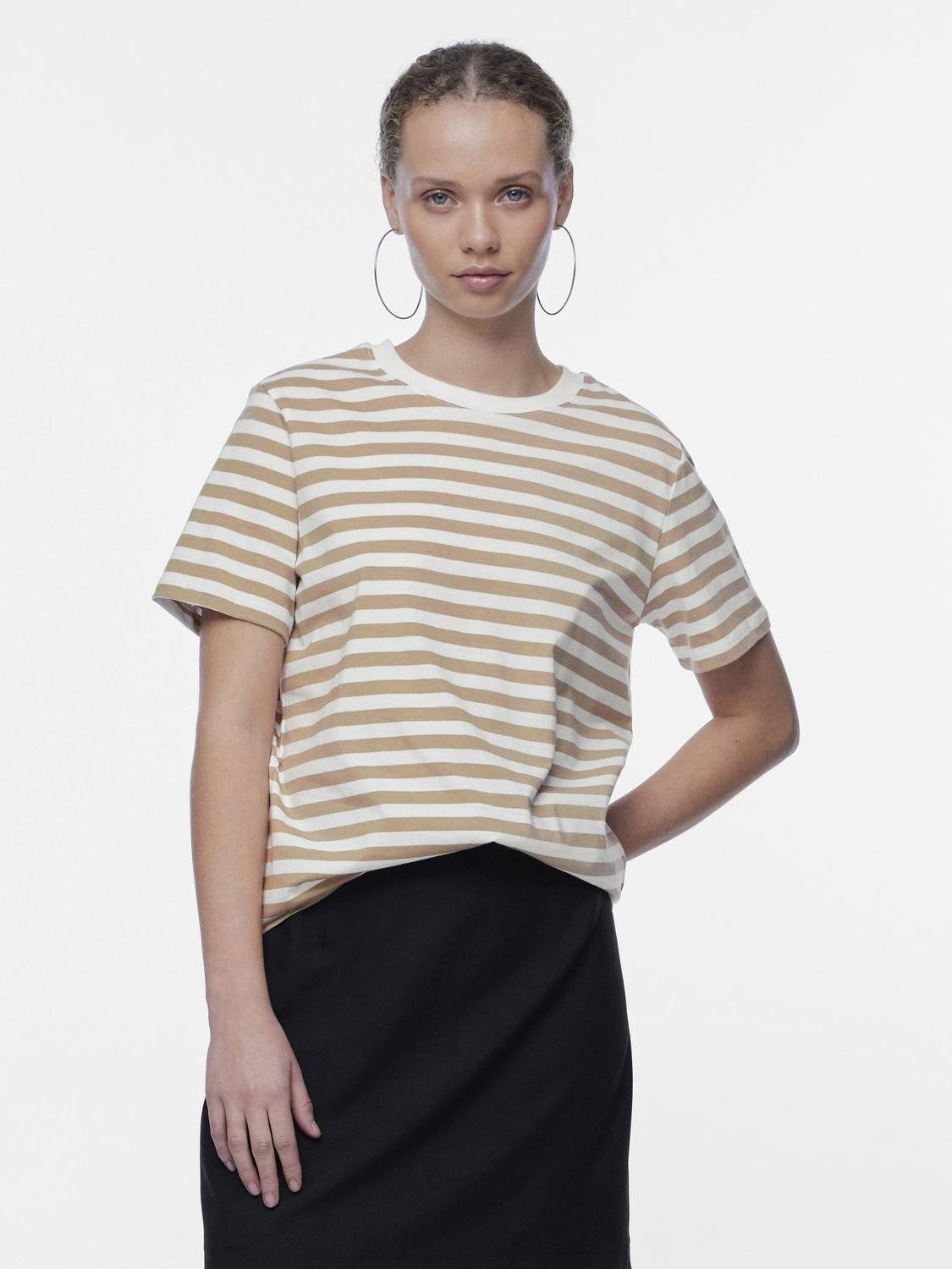 PCRia SS Tee Stripes Silver Mink
