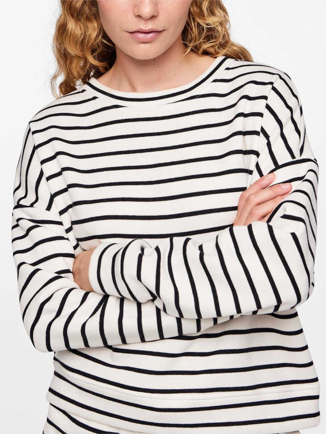 PCChilli LS Sweat Stripes Cloud Dancer
