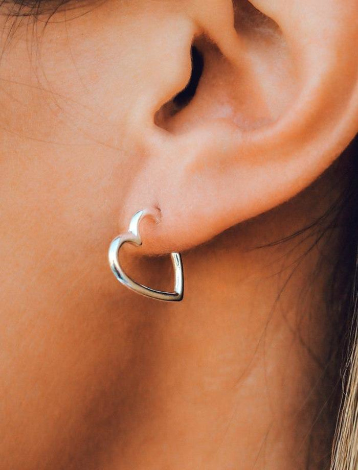 PVHeart Hoop Earrings Silver