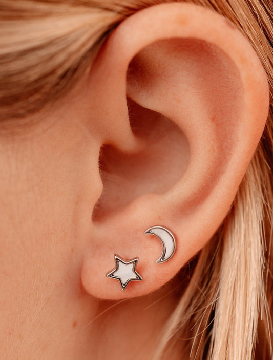 PVMoon & Star Studs Silver