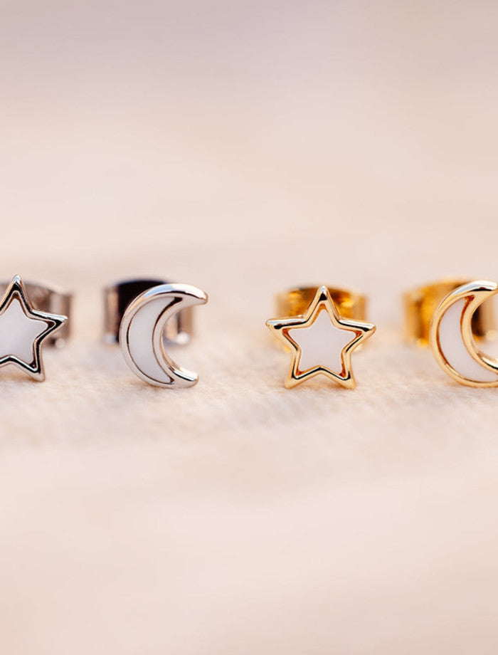 PVMoon & Star Studs Silver