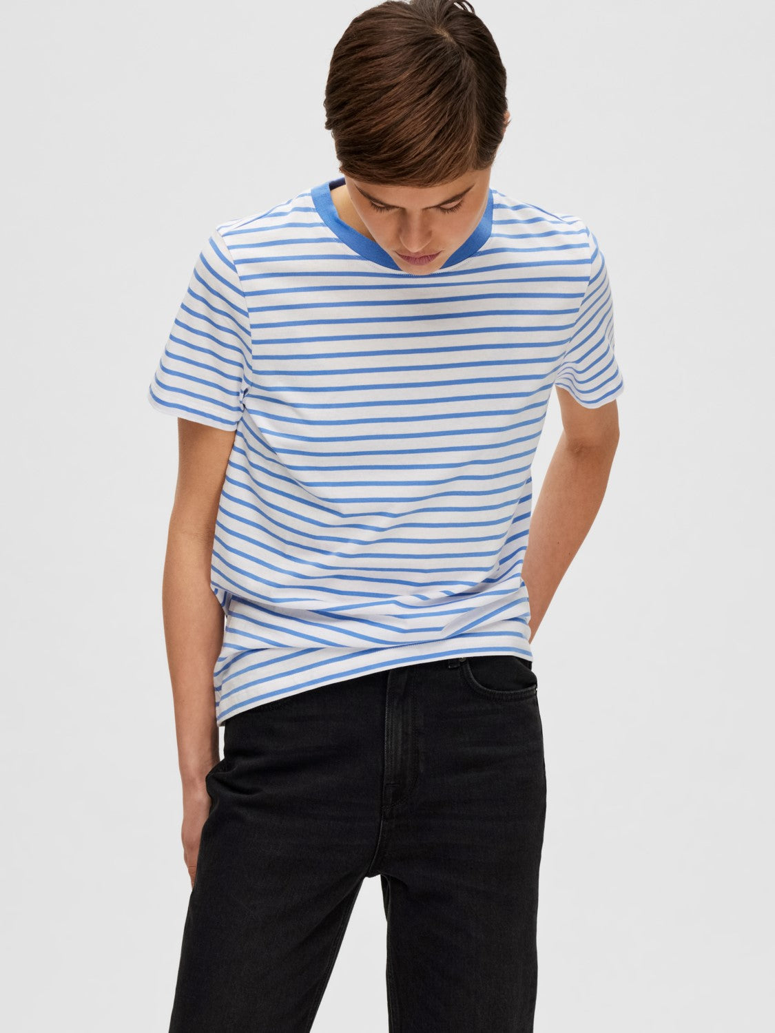 SLFMyessential SS Stripe O-Neck Tee Ultramarine