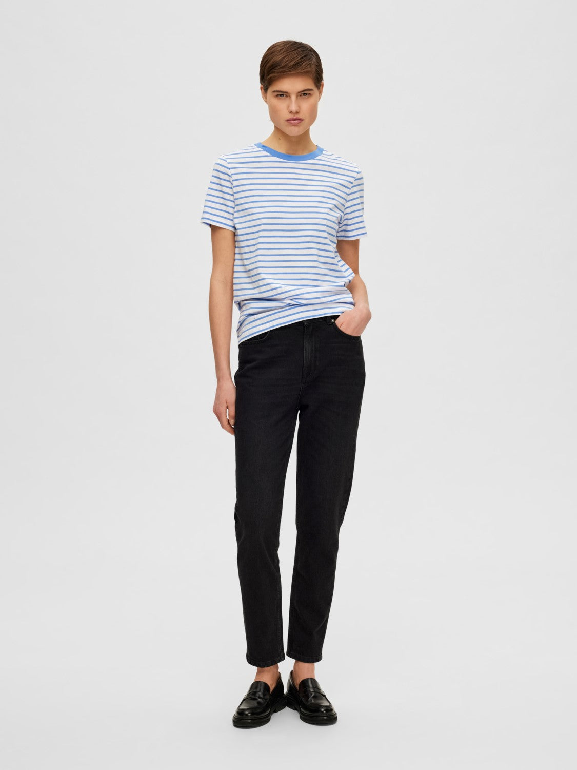 SLFMyessential SS Stripe O-Neck Tee Ultramarine