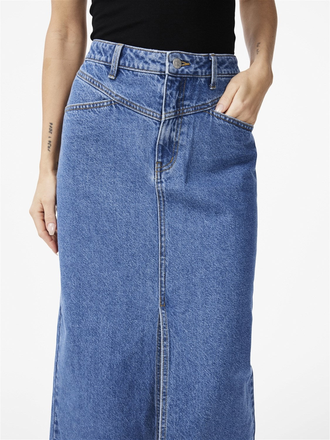 YASEtty HMW Ankle Denim Skirt Medium Blue