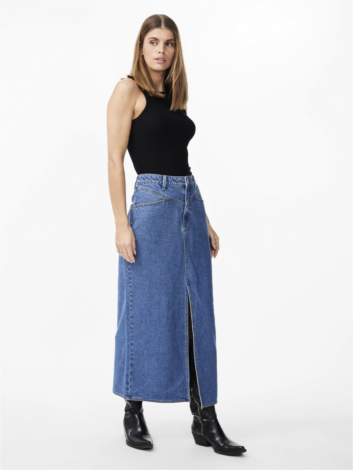 YASEtty HMW Ankle Denim Skirt Medium Blue