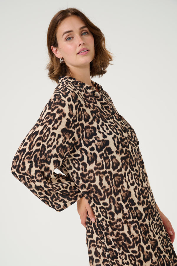 KAHildur Amber Shirt Dress Natural Leopard