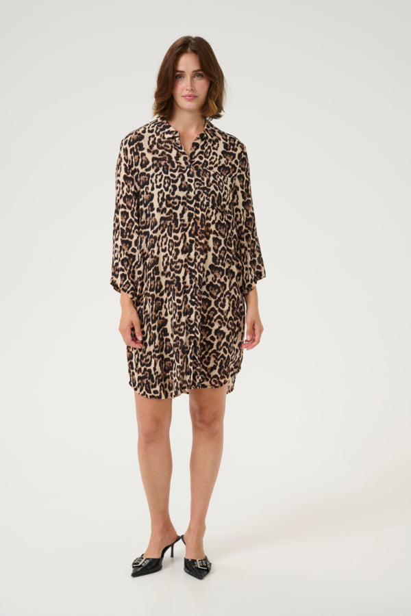 KAHildur Amber Shirt Dress Natural Leopard