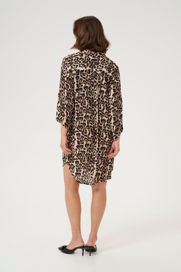 KAHildur Amber Shirt Dress Natural Leopard