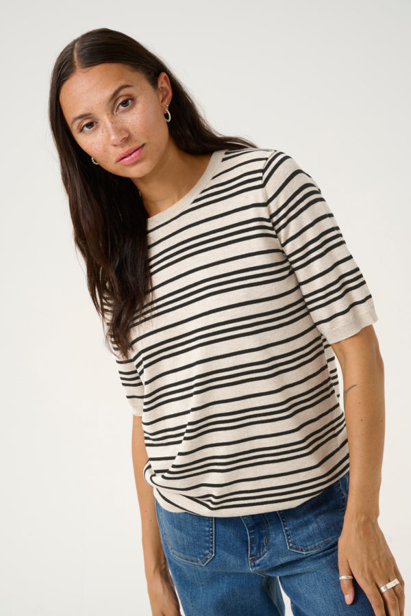 KALizza Striped Knit Black Feather Gray