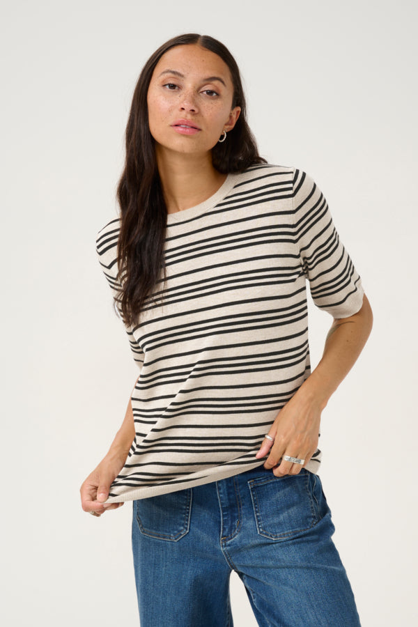 KALizza Striped Knit Black Feather Gray