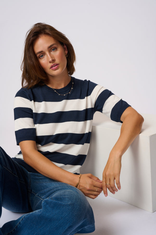 KALizza Striped Knit Midnight Chalk