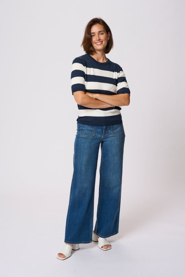 KALizza Striped Knit Midnight Chalk