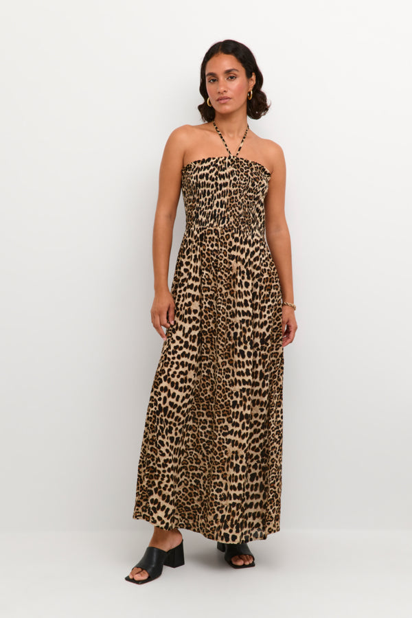 KAAmber Maxi Smock Dress Classic Leopard