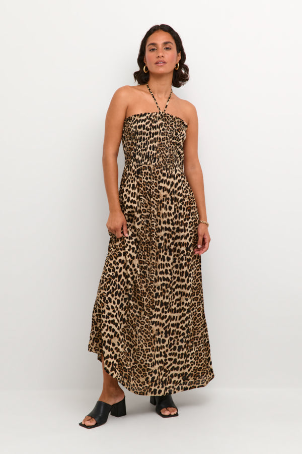 KAAmber Maxi Smock Dress Classic Leopard